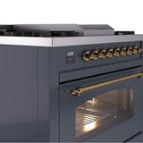 36'' Nostalgie II Series Freestanding Dual Fuel Range - Blue Grey - Bronze trim - Griddle - Natural Gas