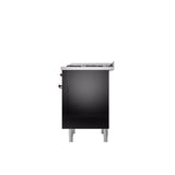 36'' Nostalgie II Series Freestanding Dual Fuel Range - Glossy Black - Bronze trim - Griddle - Natural Gas