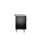 36'' Nostalgie II Series Freestanding Dual Fuel Range - Glossy Black - Bronze trim - Griddle - Natural Gas