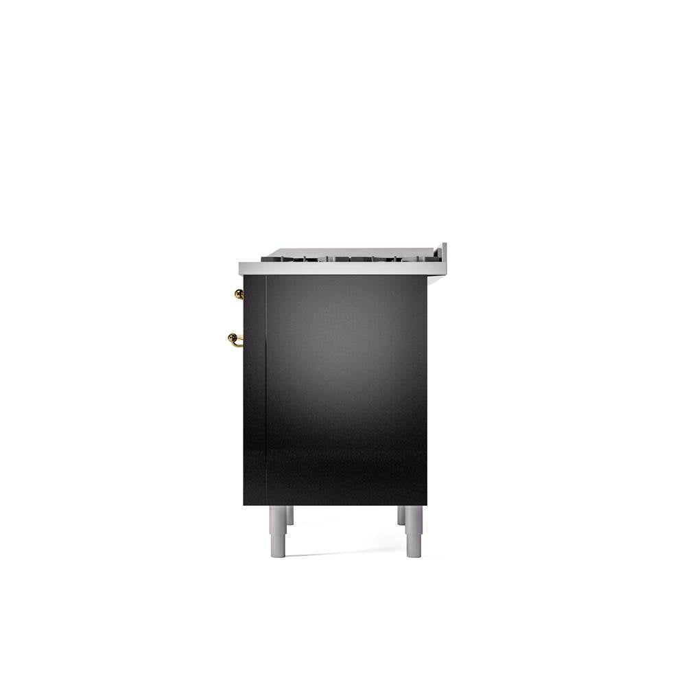 36'' Nostalgie II Series Freestanding Dual Fuel Range - Glossy Black - Bronze trim - Griddle - Natural Gas