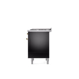 36'' Nostalgie II Series Freestanding Dual Fuel Range - Glossy Black - Bronze trim - Griddle - Natural Gas