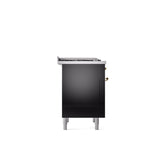36'' Nostalgie II Series Freestanding Dual Fuel Range - Glossy Black - Bronze trim - Griddle - Natural Gas
