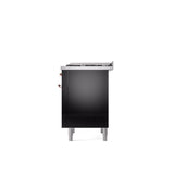 36'' Nostalgie II Series Freestanding Dual Fuel Range - Glossy Black - Bronze trim - Griddle - Natural Gas