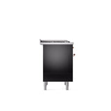 36'' Nostalgie II Series Freestanding Dual Fuel Range - Glossy Black - Bronze trim - Griddle - Natural Gas