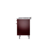 36'' Nostalgie II Series Freestanding Dual Fuel Range - Burgundy - Copper trim - Griddle - Natural Gas