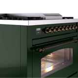 36'' Nostalgie II Series Freestanding Dual Fuel Range - Emerald Green - Bronze trim - Griddle - Natural Gas