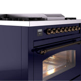 36'' Nostalgie II Series Freestanding Dual Fuel Range - Midnight Blue - Bronze trim - Griddle - Natural Gas