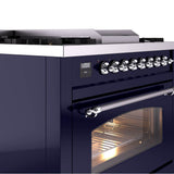 36'' Nostalgie II Series Freestanding Dual Fuel Range - Midnight Blue - Bronze trim - Griddle - Natural Gas