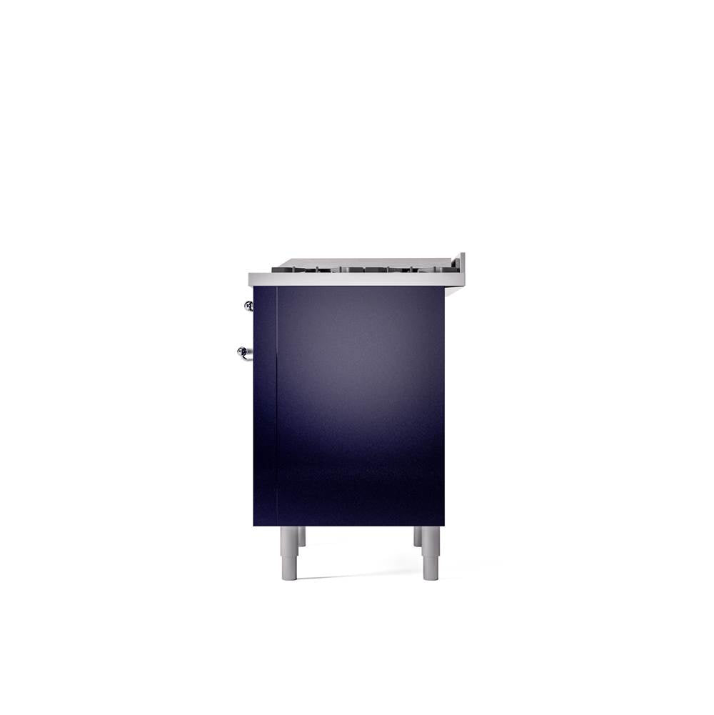 36'' Nostalgie II Series Freestanding Dual Fuel Range - Midnight Blue - Bronze trim - Griddle - Natural Gas