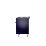 36'' Nostalgie II Series Freestanding Dual Fuel Range - Midnight Blue - Bronze trim - Griddle - Natural Gas