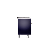 36'' Nostalgie II Series Freestanding Dual Fuel Range - Midnight Blue - Bronze trim - Griddle - Natural Gas