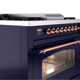 36'' Nostalgie II Series Freestanding Dual Fuel Range - Midnight Blue - Bronze trim - Griddle - Natural Gas