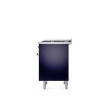 36'' Nostalgie II Series Freestanding Dual Fuel Range - Midnight Blue - Bronze trim - Griddle - Natural Gas
