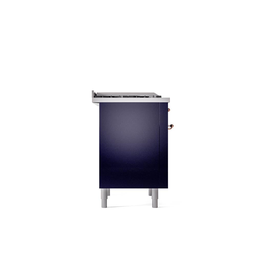 36'' Nostalgie II Series Freestanding Dual Fuel Range - Midnight Blue - Bronze trim - Griddle - Natural Gas