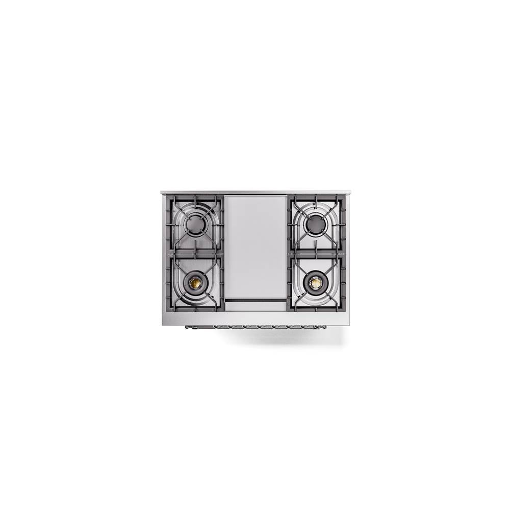 36'' Nostalgie II Series Freestanding Dual Fuel Range - Matte Graphite - Bronze trim - Griddle - Natural Gas