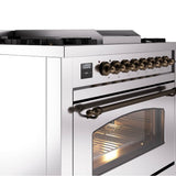 36'' Nostalgie II Series Freestanding Dual Fuel Range - Stainless Steel - Bronze trim - Griddle - Natural Gas