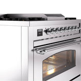 36'' Nostalgie II Series Freestanding Dual Fuel Range - Stainless Steel - Bronze trim - Griddle - Natural Gas