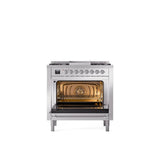 36'' Nostalgie II Series Freestanding Dual Fuel Range - Stainless Steel - Bronze trim - Griddle - Natural Gas