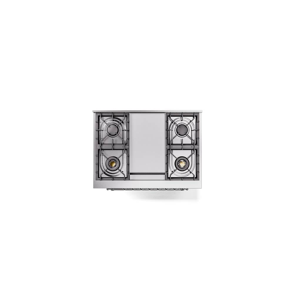 36'' Nostalgie II Series Freestanding Dual Fuel Range - Stainless Steel - Bronze trim - Griddle - Natural Gas