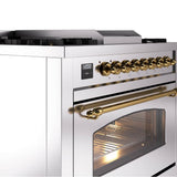 36'' Nostalgie II Series Freestanding Dual Fuel Range - Stainless Steel - Bronze trim - Griddle - Natural Gas