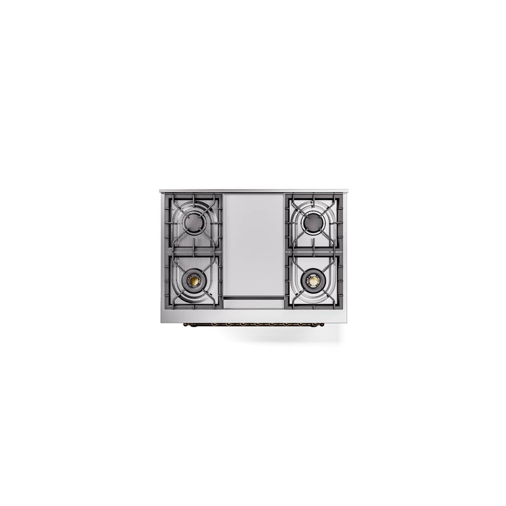 36'' Nostalgie II Series Freestanding Dual Fuel Range - White - Bronze trim - Griddle - Natural Gas