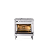 36'' Nostalgie II Series Freestanding Dual Fuel Range - White - Bronze trim - Griddle - Natural Gas