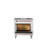 36'' Nostalgie II Series Freestanding Dual Fuel Range - White - Bronze trim - Griddle - Natural Gas
