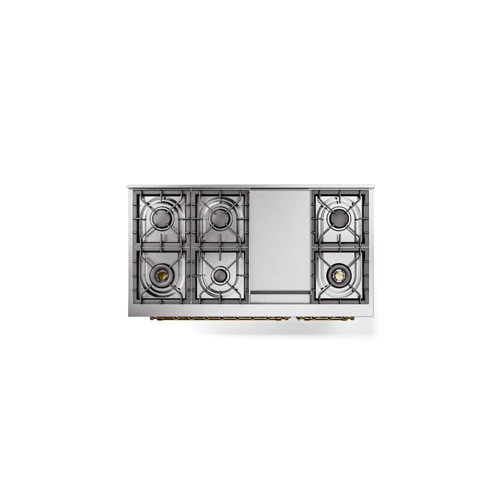 48'' Nostalgie II Series Freestanding Dual Fuel Range - Double Oven - Antique White - Bronze trim - Griddle - Natural Gas