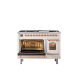 48'' Nostalgie II Series Freestanding Dual Fuel Range - Double Oven - Antique White - Bronze trim - Griddle - Natural Gas