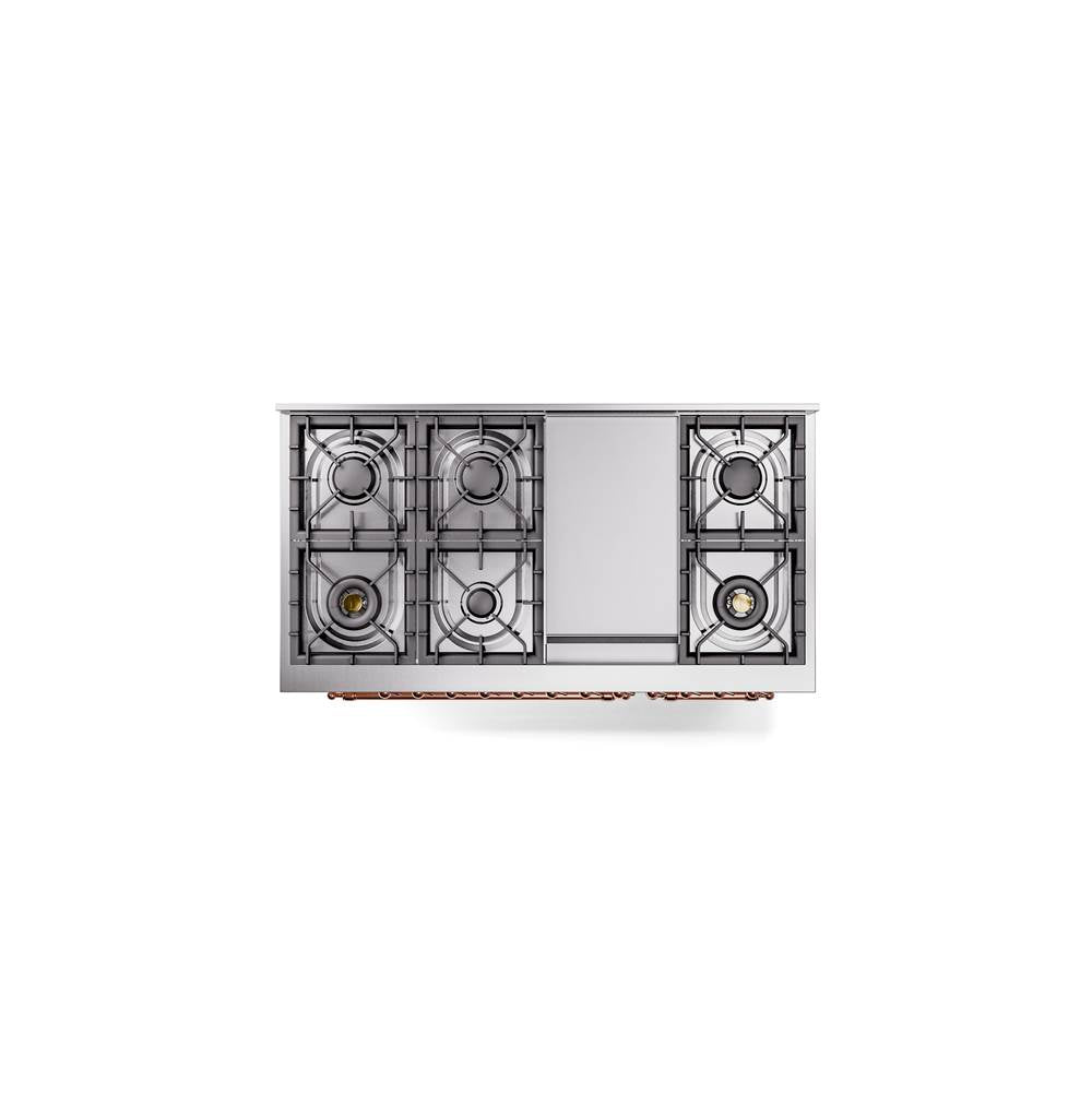 48'' Nostalgie II Series Freestanding Dual Fuel Range - Double Oven - Antique White - Bronze trim - Griddle - Natural Gas