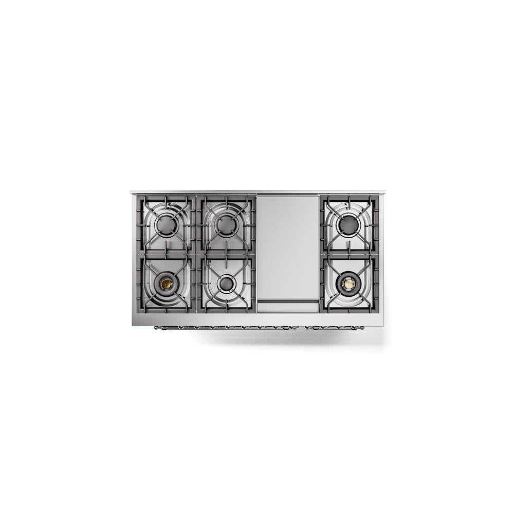 48'' Nostalgie II Series Freestanding Dual Fuel Range - Double Oven - Glossy Black - Bronze trim - Griddle - Natural Gas