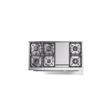48'' Nostalgie II Series Freestanding Dual Fuel Range - Double Oven - Burgundy - Bronze trim - Griddle - Natural Gas