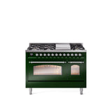 48'' Nostalgie II Series Freestanding Dual Fuel Range - Double Oven - Emerald Green - Bronze trim - Griddle - Natural Gas
