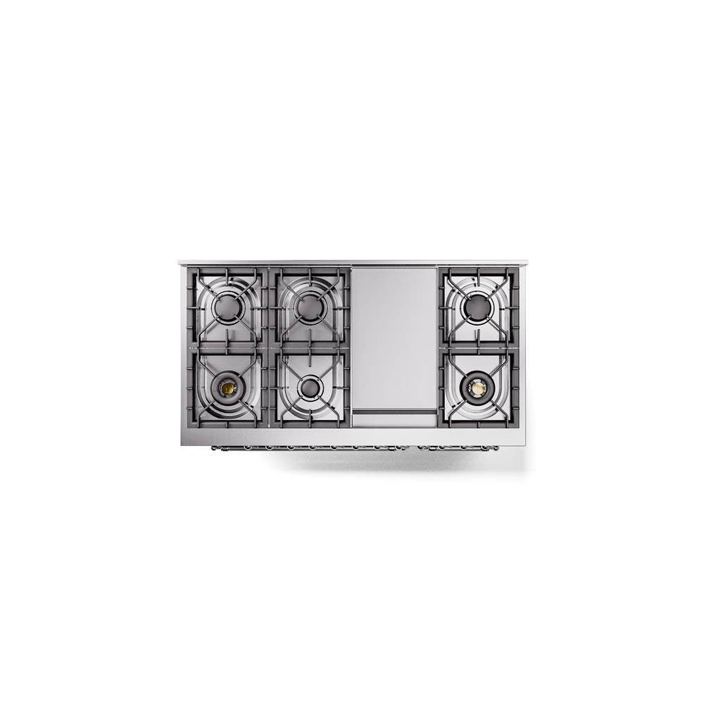 48'' Nostalgie II Series Freestanding Dual Fuel Range - Double Oven - Midnight Blue - Bronze trim - Griddle - Natural Gas