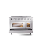 48'' Nostalgie II Series Freestanding Dual Fuel Range - Double Oven - Stainless Steel - Bronze trim - Griddle - Natural Gas