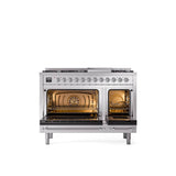 48'' Nostalgie II Series Freestanding Dual Fuel Range - Double Oven - Stainless Steel - Bronze trim - Griddle - Natural Gas