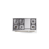 48'' Nostalgie II Series Freestanding Dual Fuel Range - Double Oven - Stainless Steel - Bronze trim - Griddle - Natural Gas