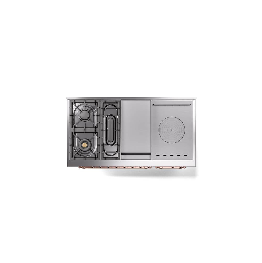 48'' Nostalgie II Series Freestanding Dual Fuel Range - Double Oven - Antique White - Bronze trim - Griddle, Coup de Feu,- Natural Gas