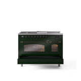 48'' Nostalgie II Series Freestanding Dual Fuel Range - Double Oven - Emerald Green - Bronze trim - Griddle, Coup de Feu,- Natural Gas