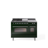 48'' Nostalgie II Series Freestanding Dual Fuel Range - Double Oven - Emerald Green - Bronze trim - Griddle, Coup de Feu,- Natural Gas