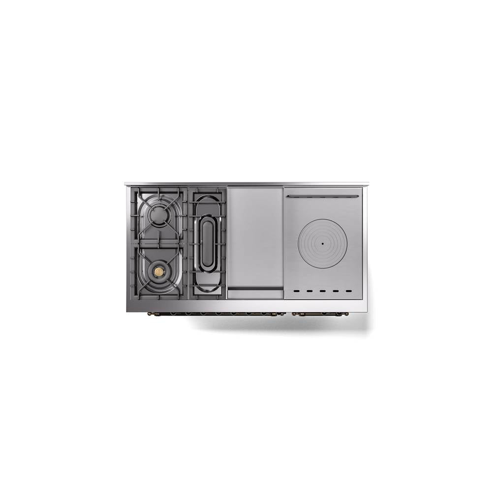 48'' Nostalgie II Series Freestanding Dual Fuel Range - Double Oven - Matte Graphite - Bronze trim - Griddle, Coup de Feu,- Natural Gas