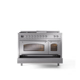 48'' Nostalgie II Series Freestanding Dual Fuel Range - Double Oven - Stainless Steel - Bronze trim - Griddle, Coup de Feu,- Natural Gas