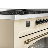 60'' Nostalgie II Series Freestanding Dual Fuel Range - Double Oven - Antique White - Bronze trim - Griddle - Natural Gas
