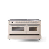60'' Nostalgie II Series Freestanding Dual Fuel Range - Double Oven - Antique White - Bronze trim - Griddle - Natural Gas