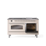 60'' Nostalgie II Series Freestanding Dual Fuel Range - Double Oven - Antique White - Bronze trim - Griddle - Natural Gas