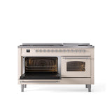 60'' Nostalgie II Series Freestanding Dual Fuel Range - Double Oven - Antique White - Bronze trim - Griddle - Natural Gas