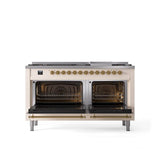 60'' Nostalgie II Series Freestanding Dual Fuel Range - Double Oven - Antique White - Bronze trim - Griddle - Natural Gas