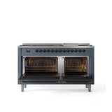 60'' Nostalgie II Series Freestanding Dual Fuel Range - Double Oven - Blue Grey - Bronze trim - Griddle - Natural Gas