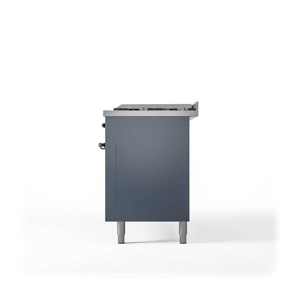 60'' Nostalgie II Series Freestanding Dual Fuel Range - Double Oven - Blue Grey - Bronze trim - Griddle - Natural Gas