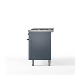 60'' Nostalgie II Series Freestanding Dual Fuel Range - Double Oven - Blue Grey - Bronze trim - Griddle - Natural Gas